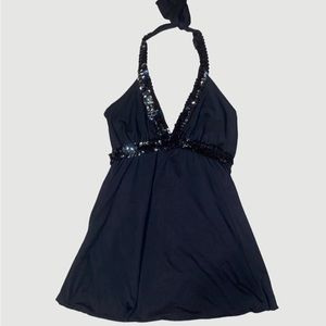 black sequin halter top